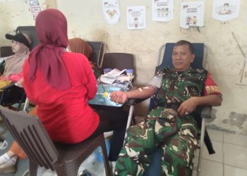 Koramil 418-01/Makrayu Gelar Bakti Sosial Donor Darah Bersama Sekolah Tunas Teladan Gandus dalam Rangka HUT TNI ke-80