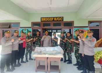 Dalam Rangka HUT TNI ke-80, PJU dan Perwira Polres Ogan Ilir Laksanakan Kunjungan ke Mako Brigif 8/GC
