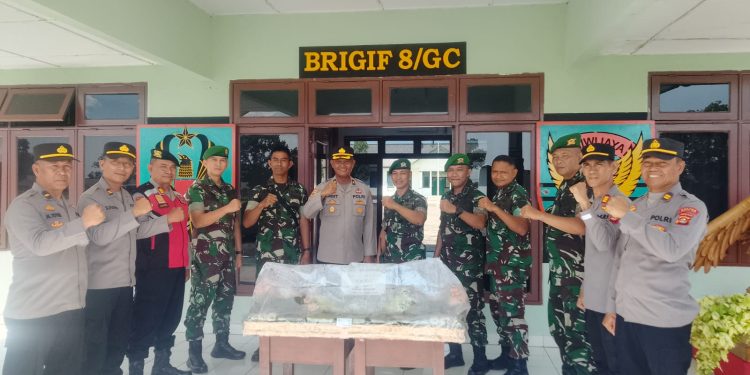Dalam Rangka HUT TNI ke-80, PJU dan Perwira Polres Ogan Ilir Laksanakan Kunjungan ke Mako Brigif 8/GC