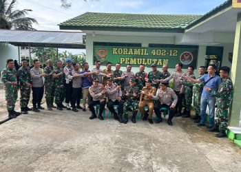 Sinergitas TNI–POLRI, Polsek Pemulutan Beri Ucapan Selamat HUT TNI ke-80 di Koramil 402-12 Pemulutan