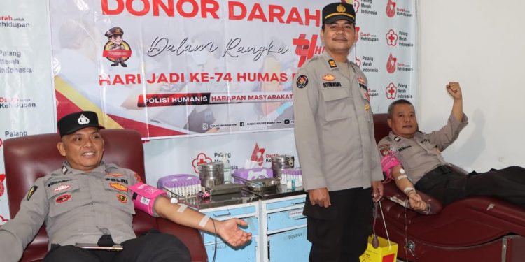 POLRES MUARA ENIM GELAR DONOR DARAH DALAM RANGKAIAN HUT HUMAS POLRI KE-74