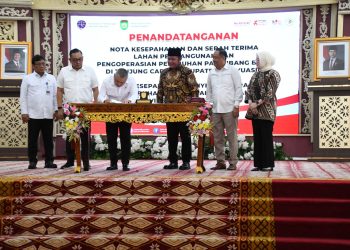 Danrem 044/Gapo Hadiri Acara Penandatanganan Nota Kesepakatan Pembangunan dan Pengoperasian Pelabuhan Palembang