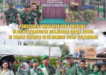 Dandim Palembang Dampingi Pangdam II/Sriwijaya Cek Kesiapan Taman Aspirasi Sambut Kunjungan Kasad