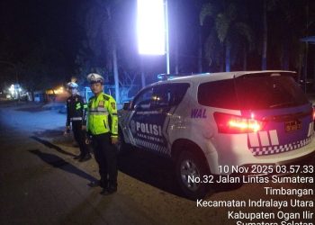 Sat Lantas Polres Ogan Ilir Gelar Patroli Subuh Demi Keamanan dan Kelancaran Arus Lalu Lintas