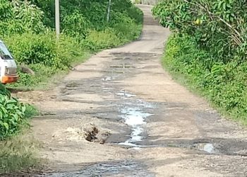 Simpang Solar Jalan Berlubang Digenangi Air. warga Berharap  Bupati Peduli Turun langsung 