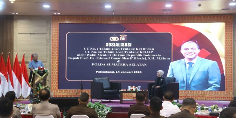 Perkuat Penegakan Hukum, Polda Sumsel Hadirkan Wamenkum RI Sosialisasikan KUHP dan KUHAP Baru